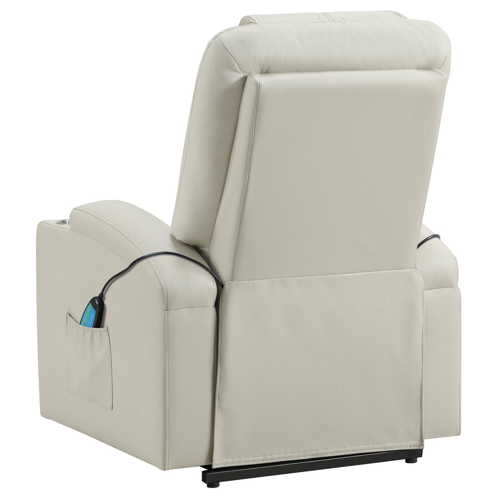 Armstrong - Upholstered Power Lift Massage Recliner - Ivory