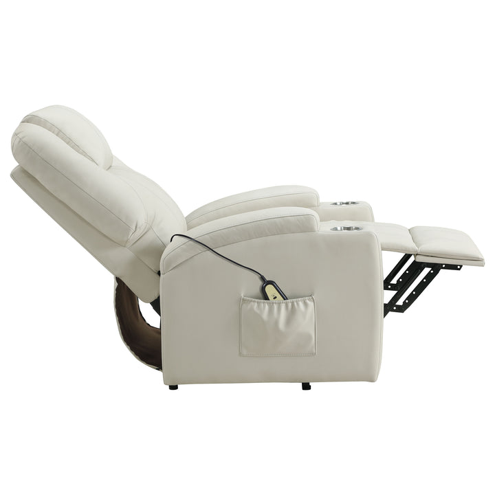 Armstrong - Upholstered Power Lift Massage Recliner - Ivory