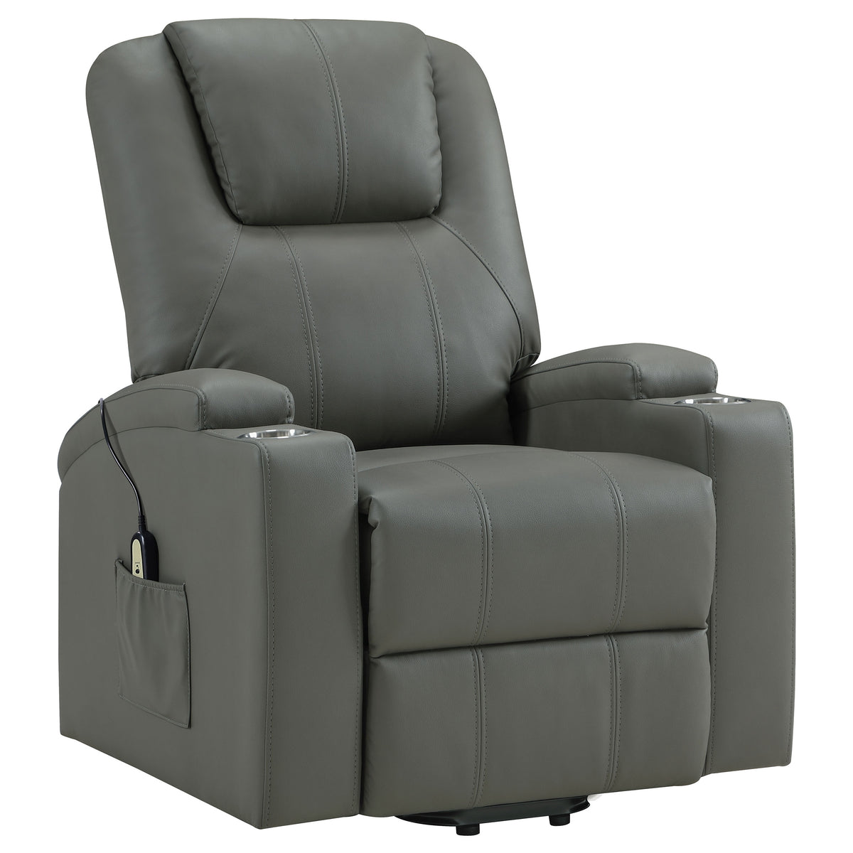 Armstrong - Upholstered Power Lift Massage Recliner - Gray