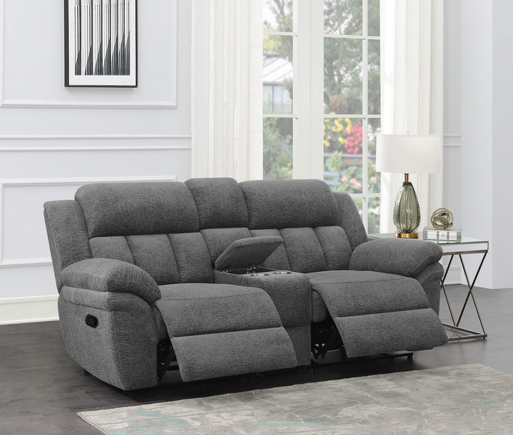 Coaster Furniture 609542 Bahrain Upholstered Motion Loveseat Charcoal