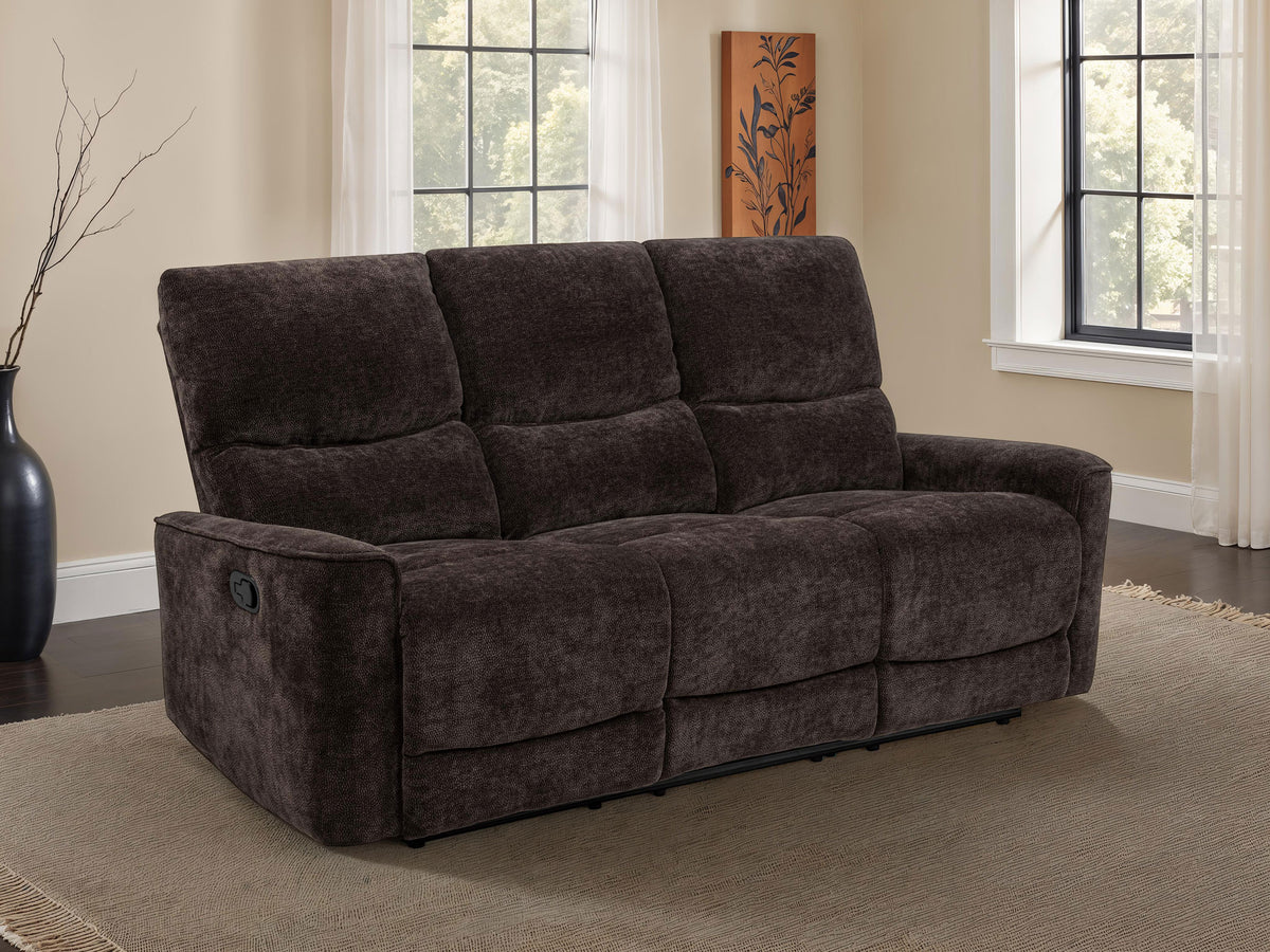 Navarro - Chenille Upholstered Reclining Sofa - Dark Brown