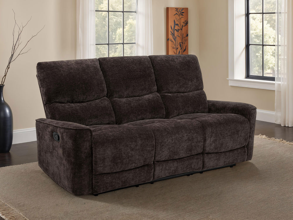 Navarro - Chenille Upholstered Reclining Sofa - Dark Brown
