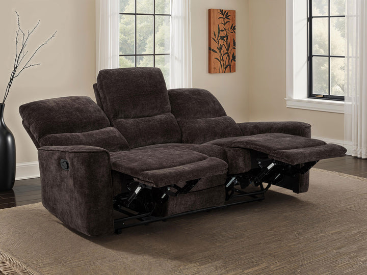 Navarro - Chenille Upholstered Reclining Sofa - Dark Brown
