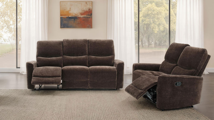 Navarro - Chenille Upholstered Reclining Sofa - Dark Brown