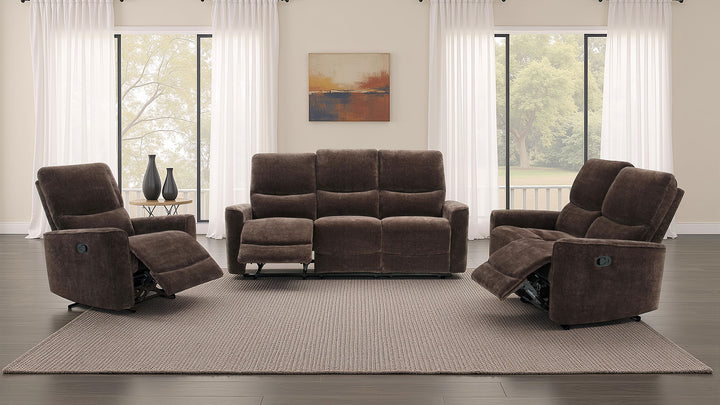 Navarro - Chenille Upholstered Reclining Sofa - Dark Brown