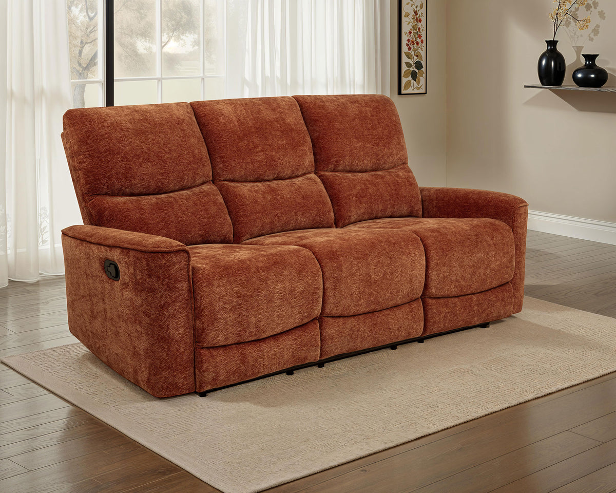 Navarro - Chenille Upholstered Reclining Sofa - Burnt Orange