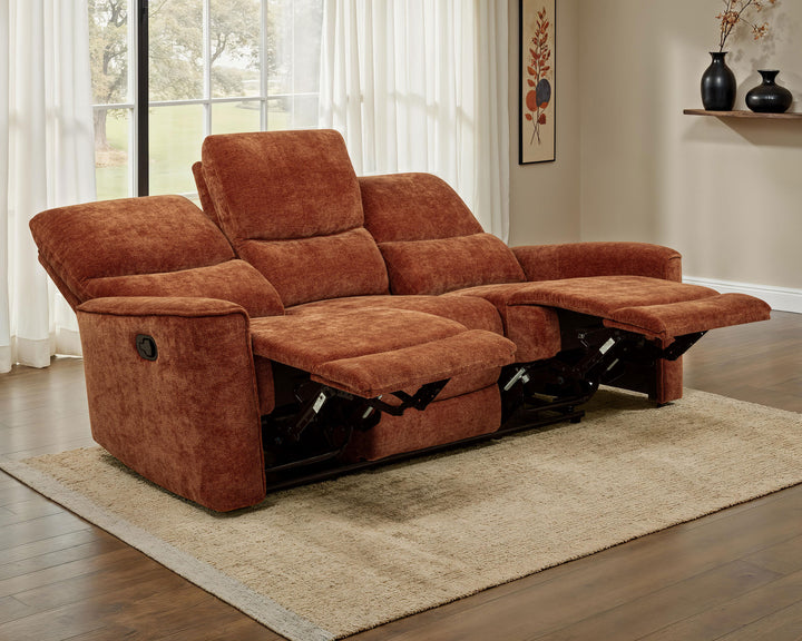 Navarro - Chenille Upholstered Reclining Sofa - Burnt Orange