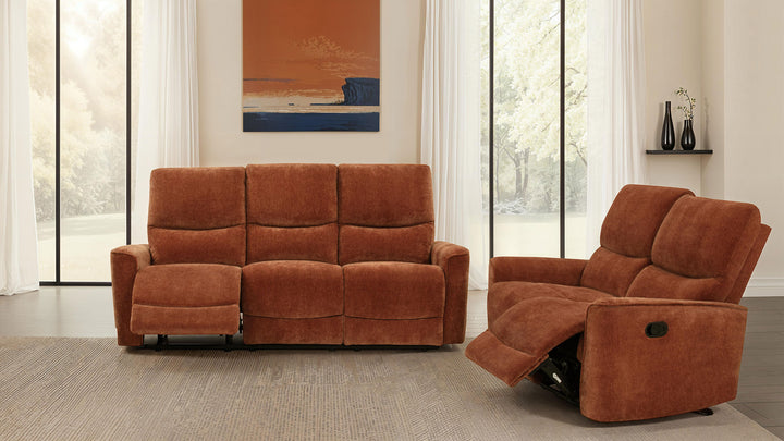 Navarro - Chenille Upholstered Reclining Sofa - Burnt Orange