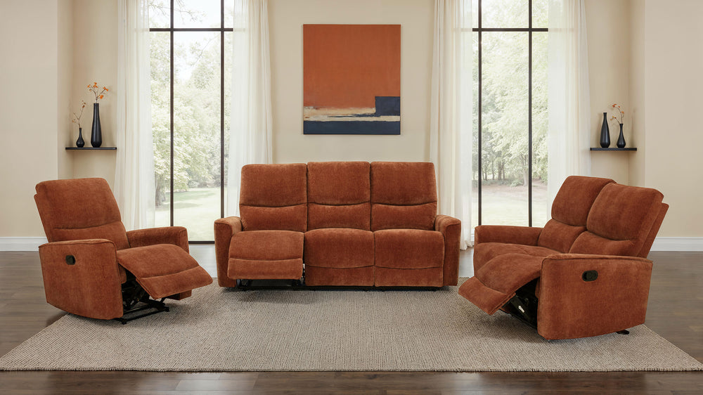 Navarro - Chenille Upholstered Reclining Sofa - Burnt Orange
