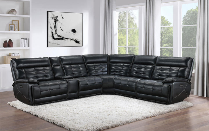 Coaster Furniture 609610PP Hewitt Leather Upholstered Power Reclining Sectional Black