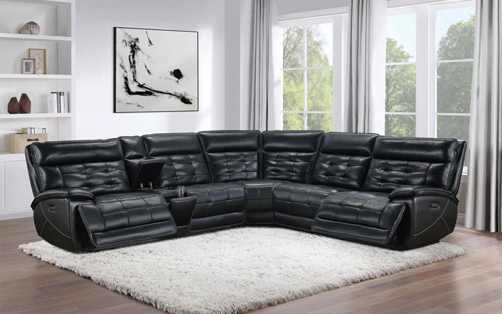Coaster Furniture 609610PP Hewitt Leather Upholstered Power Reclining Sectional Black