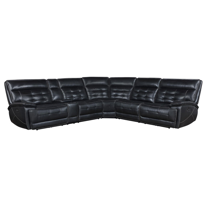 Coaster Furniture 609610PP Hewitt Leather Upholstered Power Reclining Sectional Black