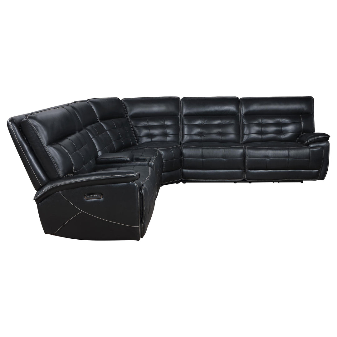 Coaster Furniture 609610PP Hewitt Leather Upholstered Power Reclining Sectional Black