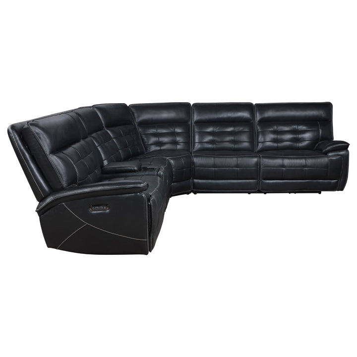 Coaster Furniture 609610PP Hewitt Leather Upholstered Power Reclining Sectional Black