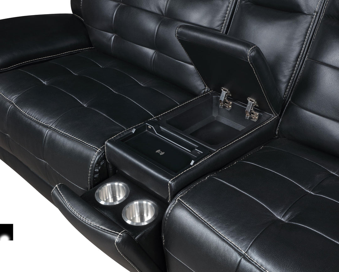 Coaster Furniture 609610PP Hewitt Leather Upholstered Power Reclining Sectional Black