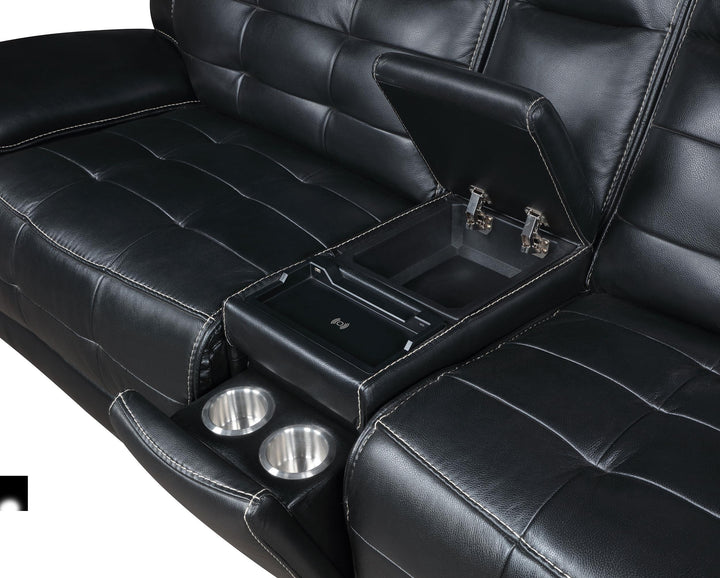 Coaster Furniture 609610PP Hewitt Leather Upholstered Power Reclining Sectional Black
