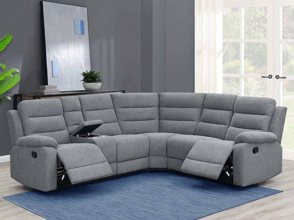 Coaster Furniture 609620 David Upholstered Reclining Sectional Sofa Smoke
