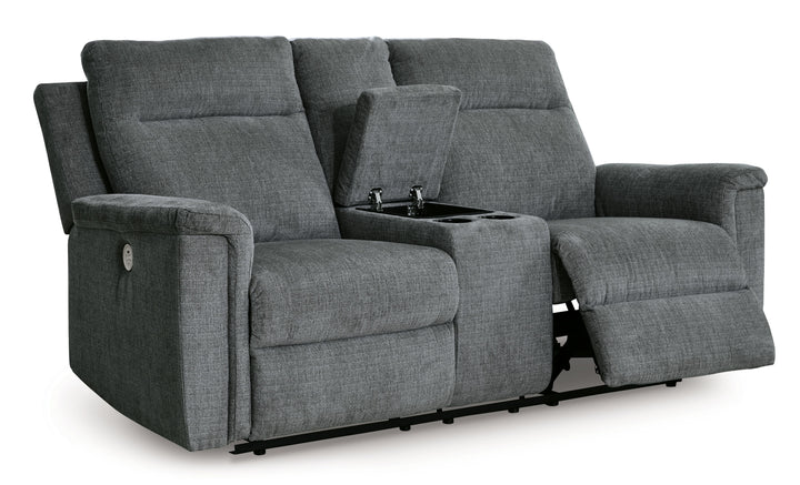 Barnsana - Dbl Power Reclining Loveseat with Console - Gravel