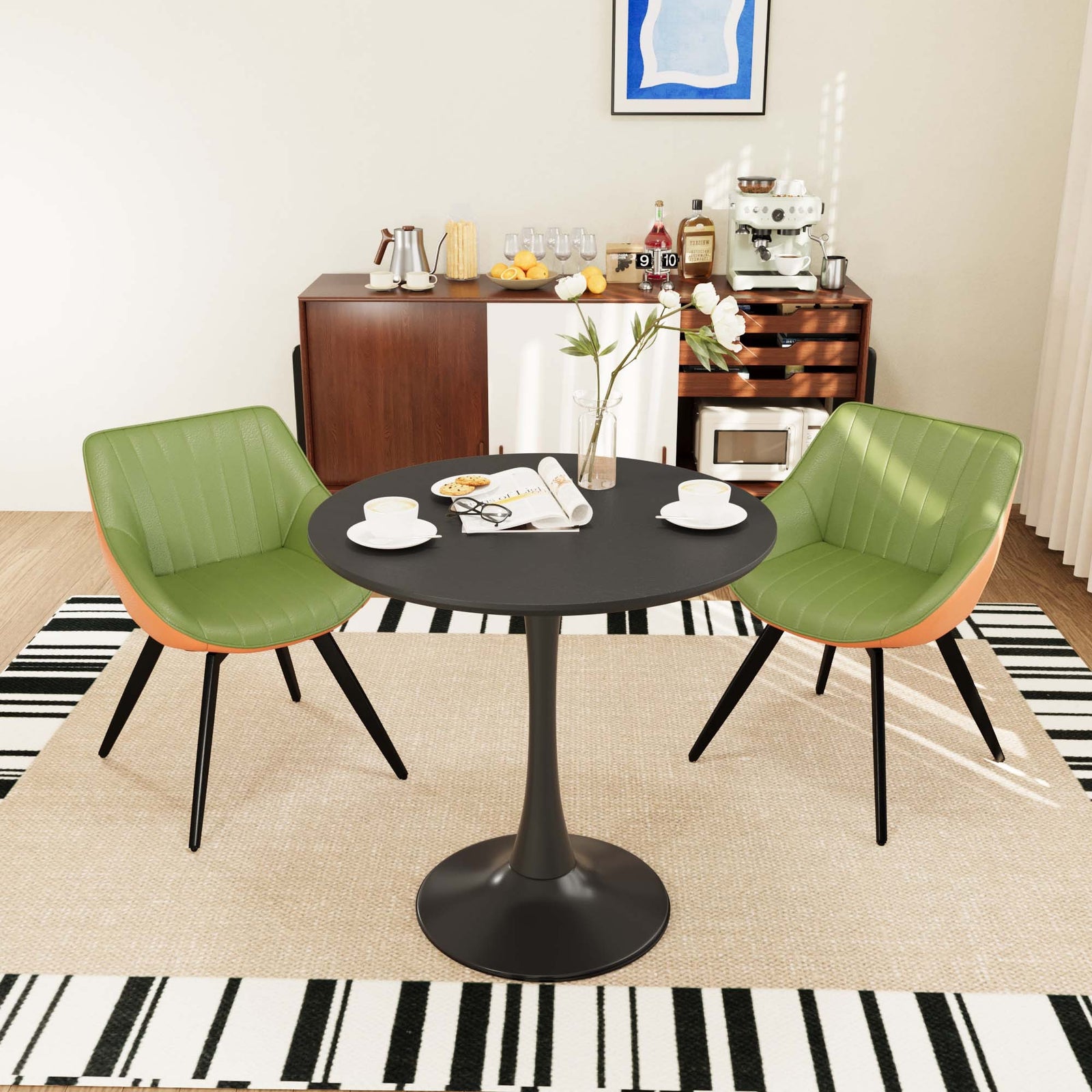 mid-century-modern-3-piece-round-tulip-dining-table-set-in-black-green