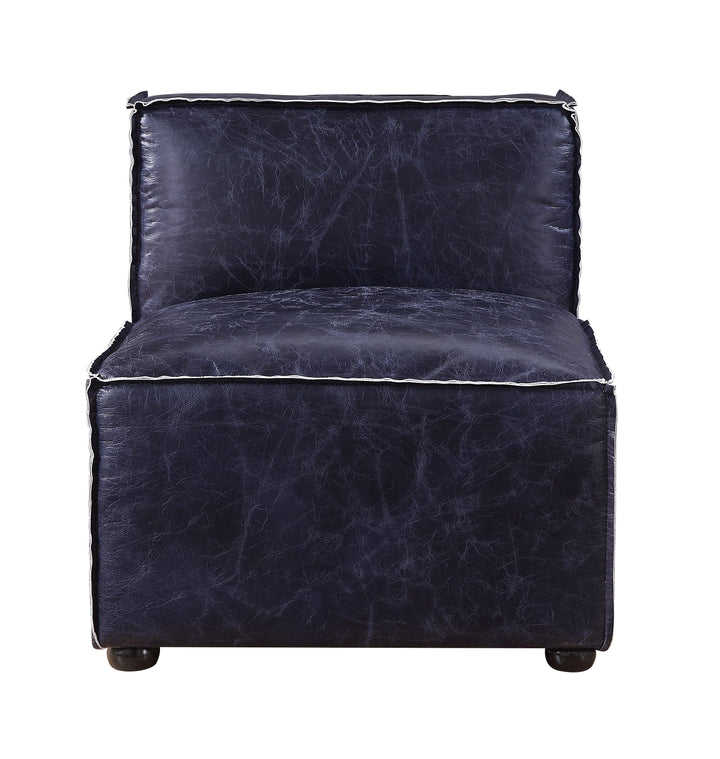 Birdie - Modular Armless Chair - Vintage Blue Top Grain Leather