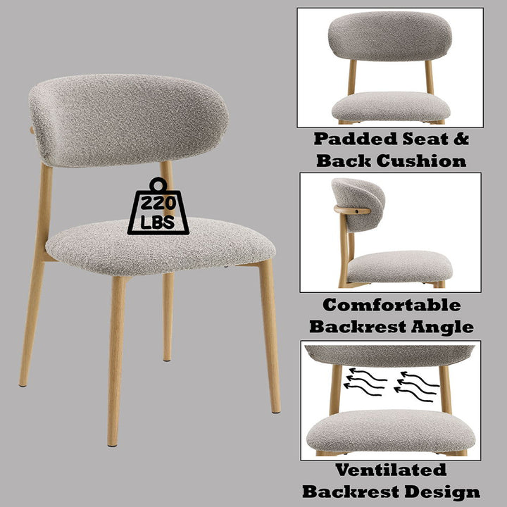Kacey - Side Chair Set of 2) - Gray Boucle & Natural