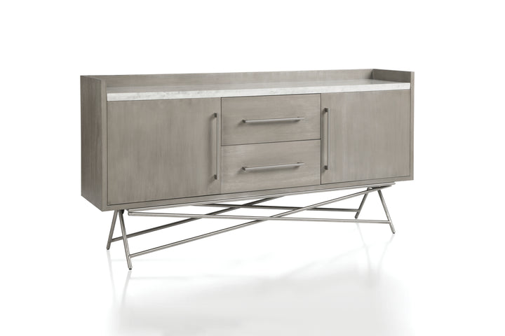 Modus Furniture 3N2578 Coral Marble Top Rectangular Sideboard In Antique Grey