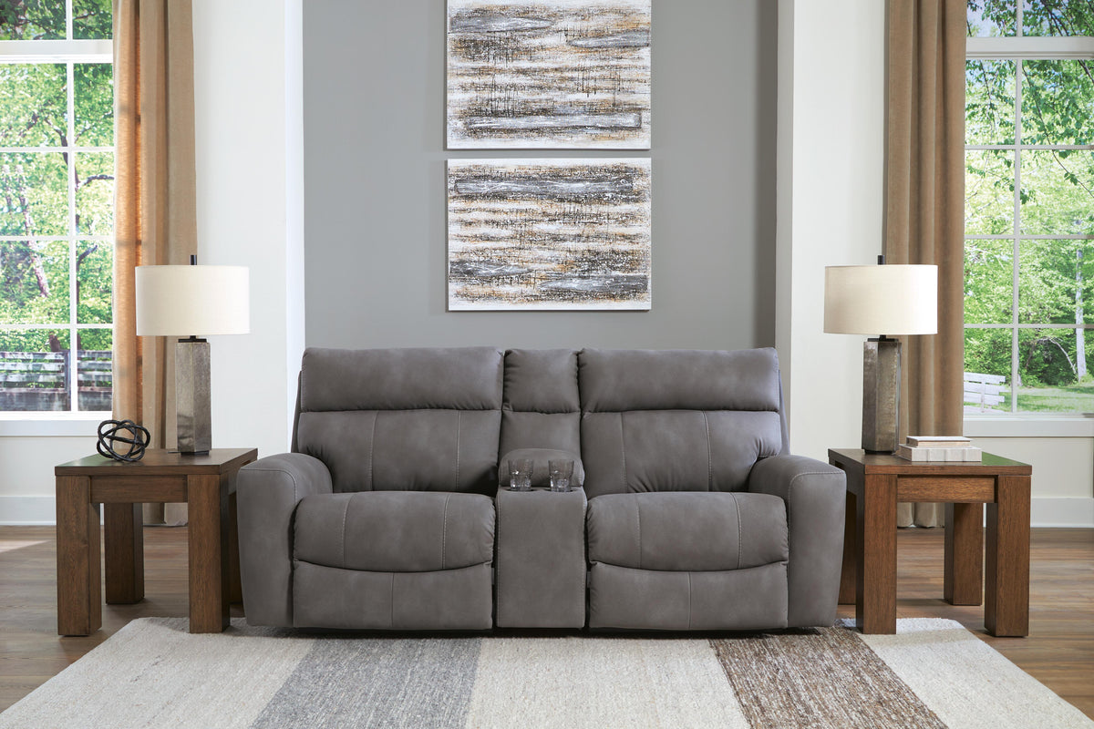 Next-Gen Durapella 3-Piece Power Reclining Sectional Loveseat with Console - Slate (2)
