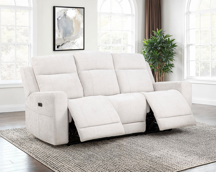 Kennett - Chenille Upholstered Power Reclining Sofa - Ivory