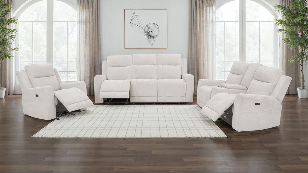 Kennett - Chenille Upholstered Power Reclining Sofa - Ivory