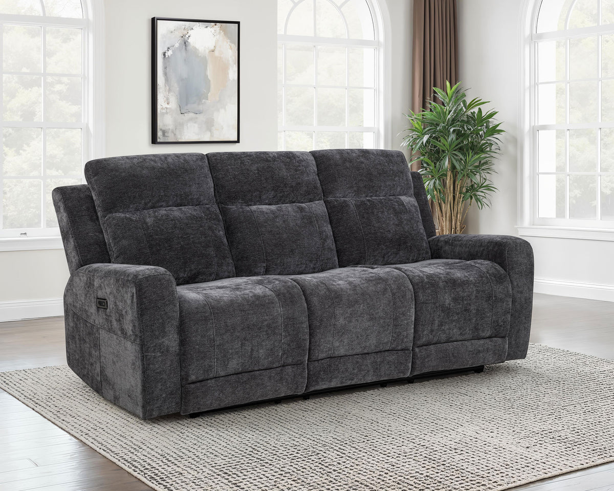 Kennett - Chenille Upholstered Power Reclining Sofa - Dark Gray