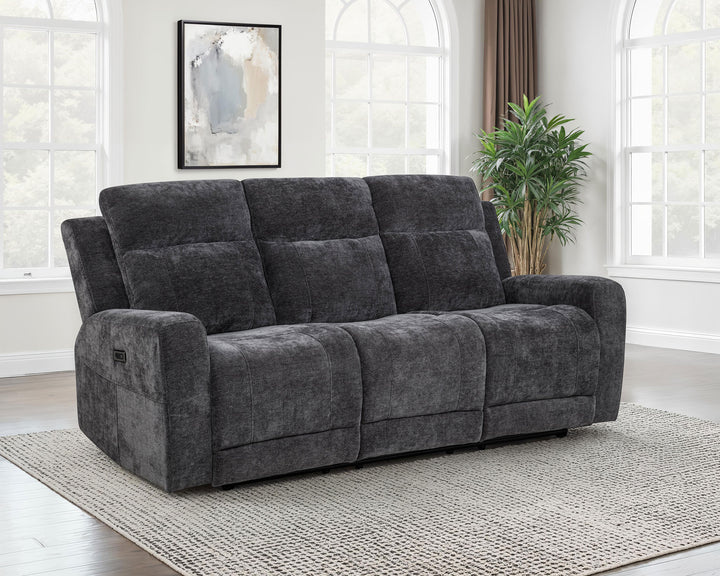 Kennett - Chenille Upholstered Power Reclining Sofa - Dark Gray