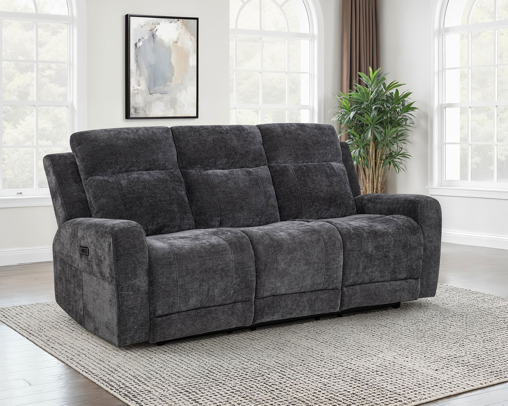 Kennett - Chenille Upholstered Power Reclining Sofa - Dark Gray