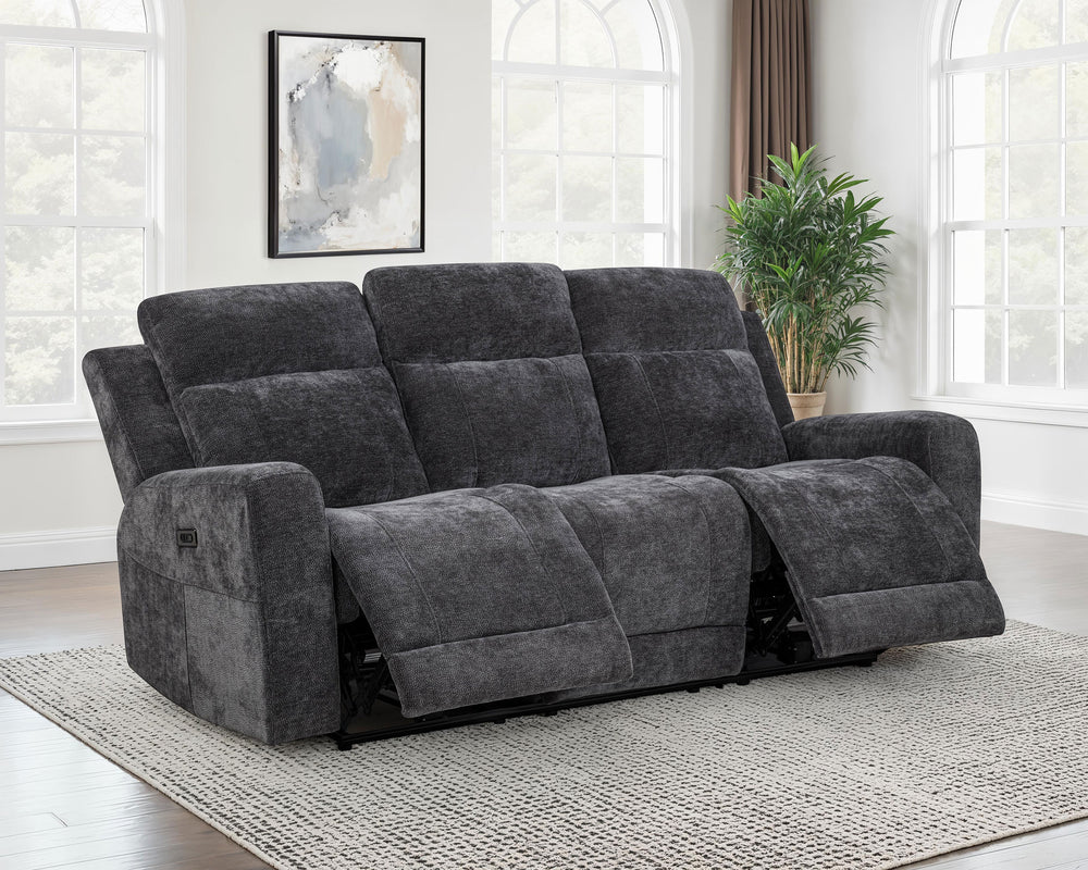 Kennett - Chenille Upholstered Power Reclining Sofa - Dark Gray