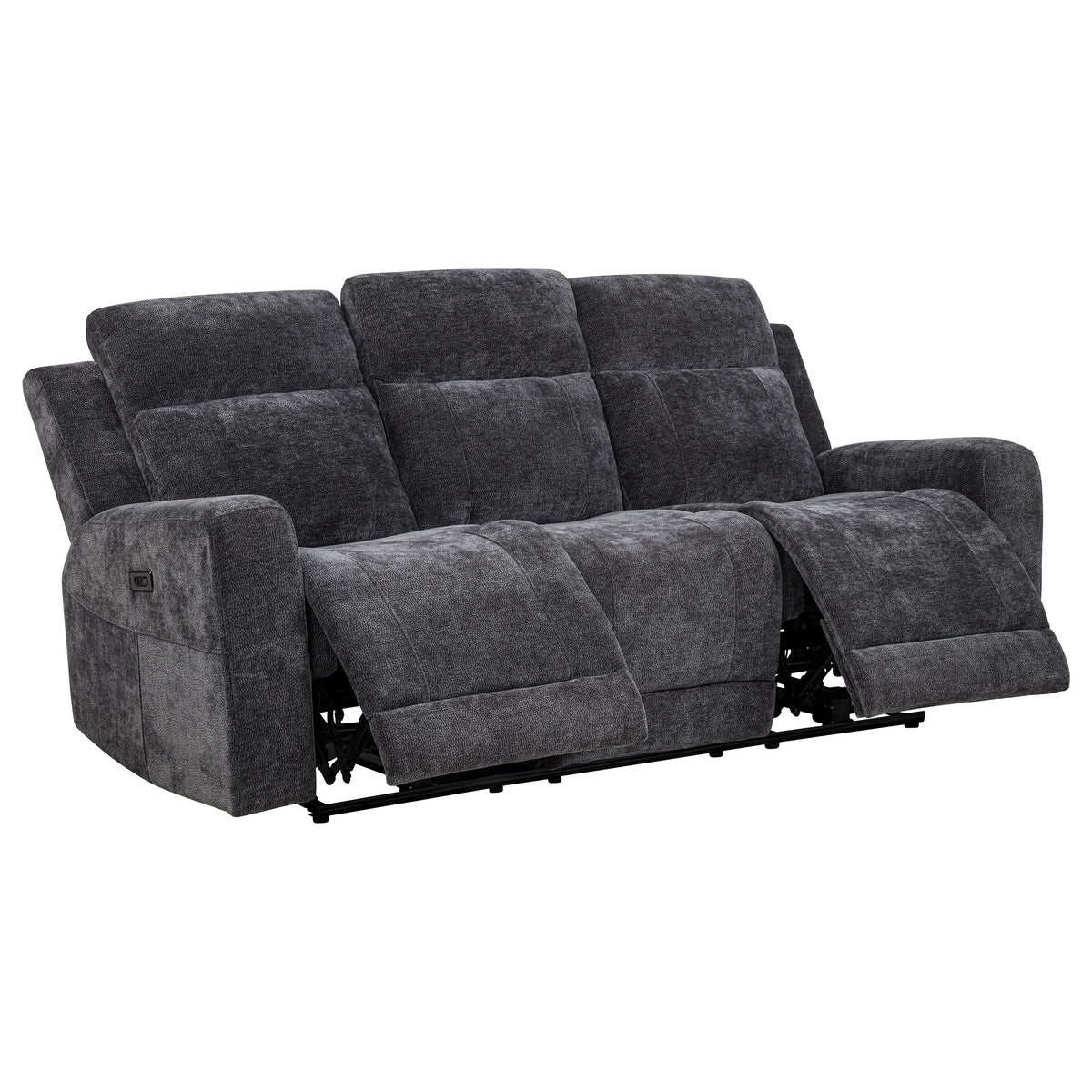 Kennett - Chenille Upholstered Power Reclining Sofa - Dark Gray