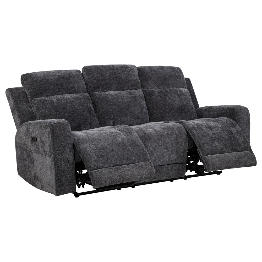 Kennett - Chenille Upholstered Power Reclining Sofa - Dark Gray
