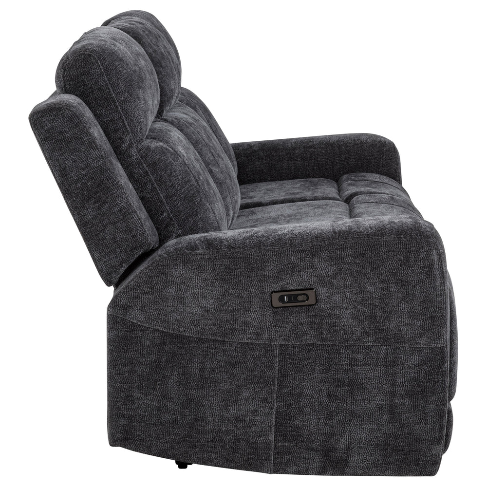 Kennett - Chenille Upholstered Power Reclining Sofa - Dark Gray