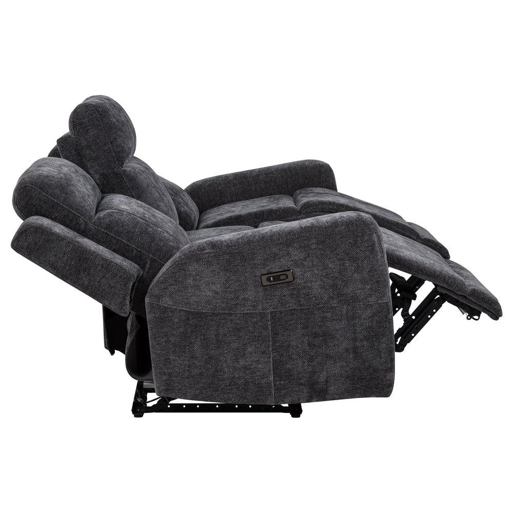 Kennett - Chenille Upholstered Power Reclining Sofa - Dark Gray