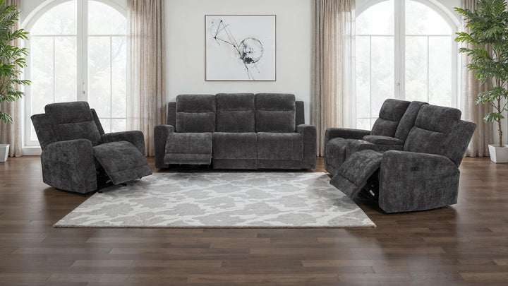 Kennett - Chenille Upholstered Power Reclining Sofa - Dark Gray