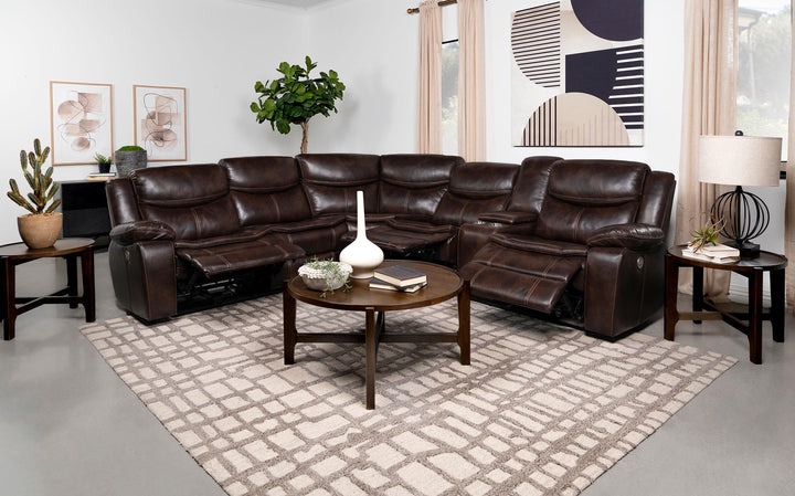 Coaster Furniture 610190P Sycamore Upholstered Power Reclining Sectional Sofa Brown