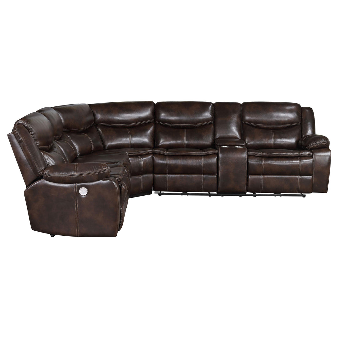 Coaster Furniture 610190P Sycamore Upholstered Power Reclining Sectional Sofa Brown