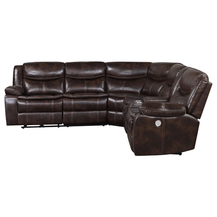 Coaster Furniture 610190P Sycamore Upholstered Power Reclining Sectional Sofa Brown