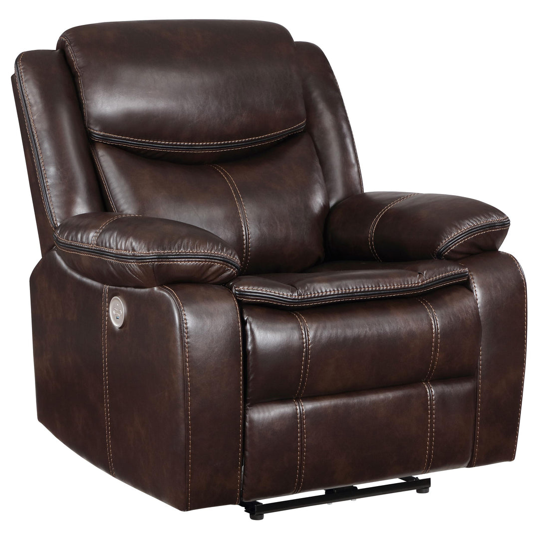 Coaster Furniture 610193P Sycamore Upholstered Power Recliner Chair Dark Brown