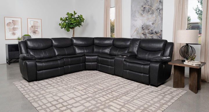 Coaster Furniture 610200P Sycamore Upholstered Power Reclining Sectional Sofa Grey