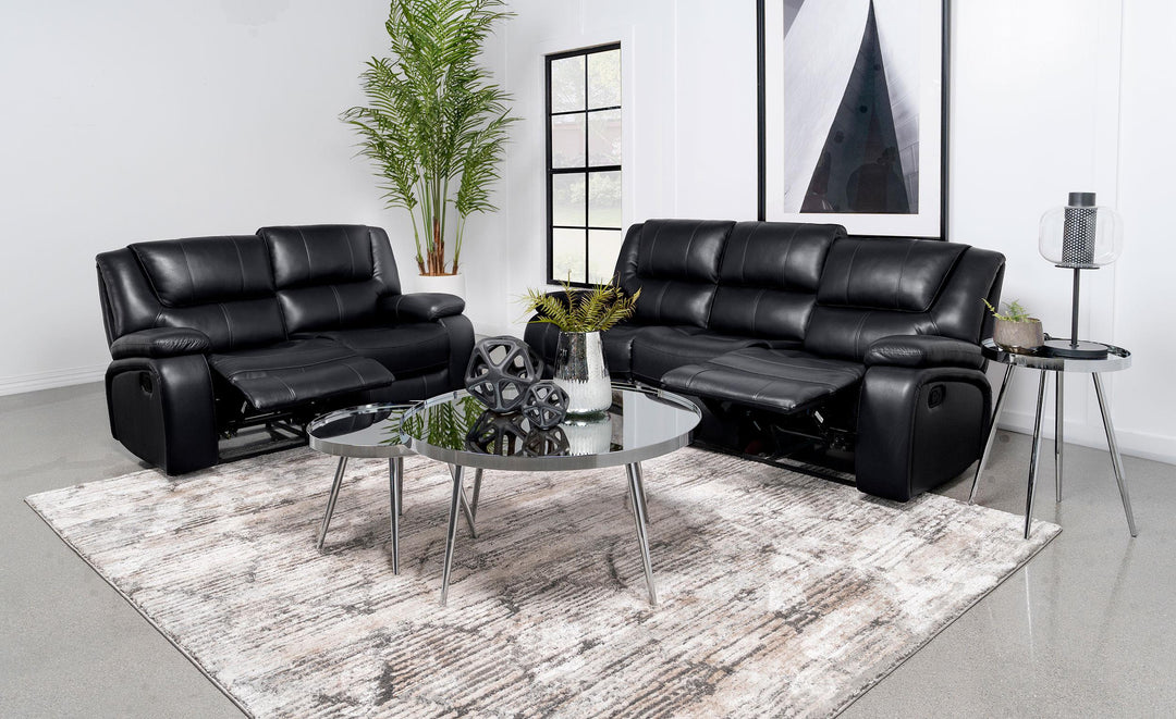 Coaster Furniture 610244-S2 Camila 2-Piece Upholstered Motion Reclining Sofa Set Black