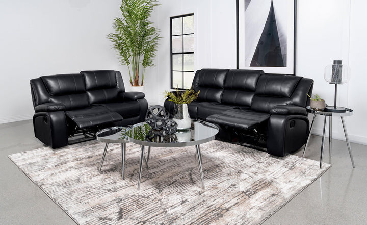 Coaster Furniture 610244-S2 Camila 2-Piece Upholstered Motion Reclining Sofa Set Black