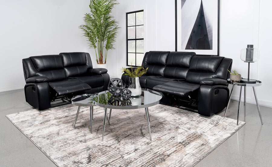 Coaster Furniture 610244-S2 Camila 2-Piece Upholstered Motion Reclining Sofa Set Black