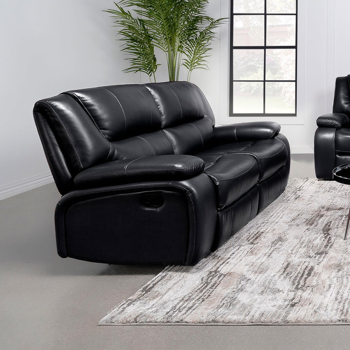 Coaster Furniture 610245 Camila Upholstered Motion Reclining Loveseat Black