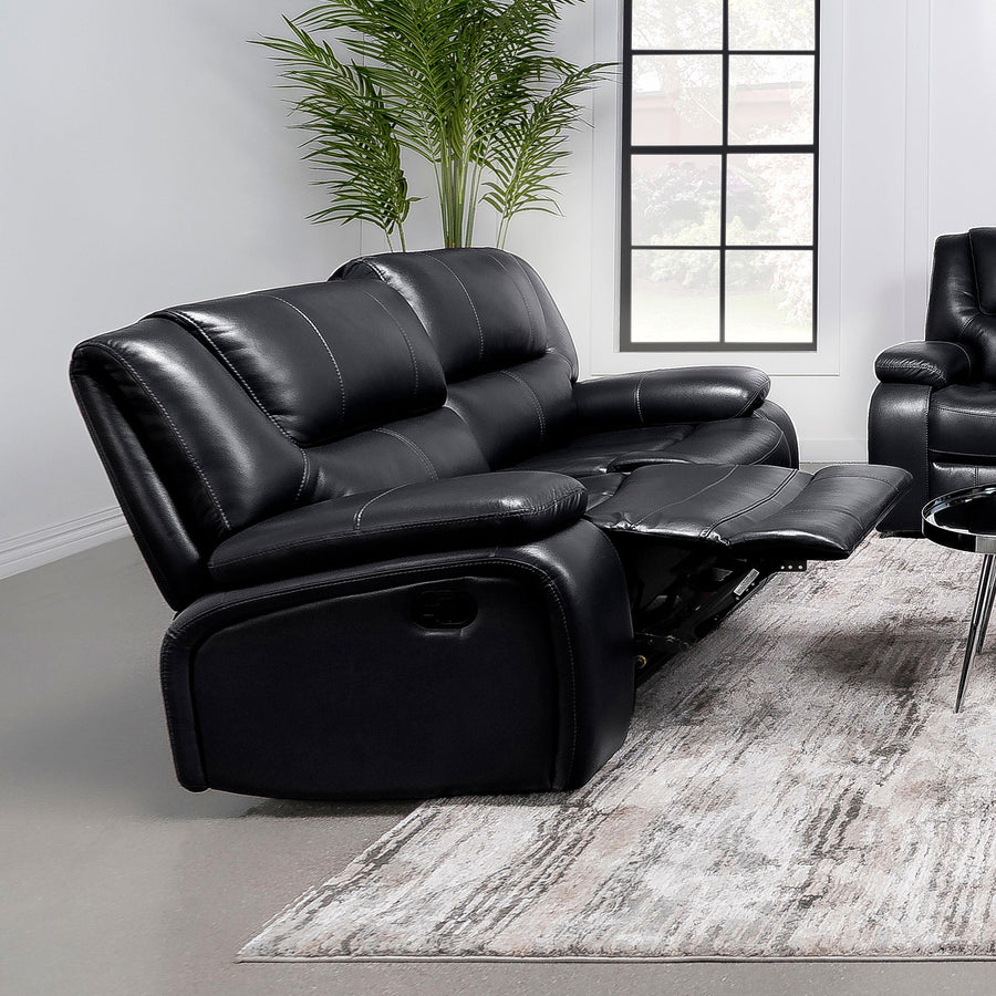 Coaster Furniture 610245 Camila Upholstered Motion Reclining Loveseat Black