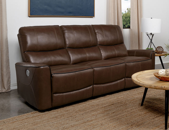 Greenfield - Upholstered Power Reclining Sofa - Saddle Brown