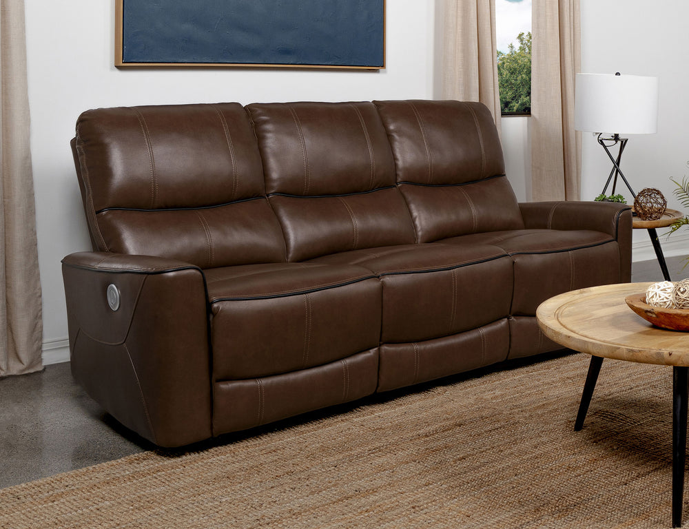 Greenfield - Upholstered Power Reclining Sofa - Saddle Brown